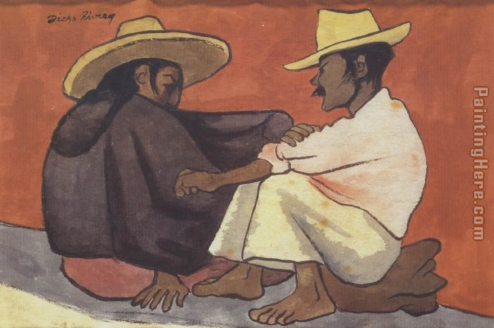 Pareja Indigena painting - Diego Rivera Pareja Indigena art painting